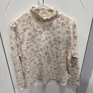 Croft & Barrow Cream Floral Turtleneck Long Sleeve